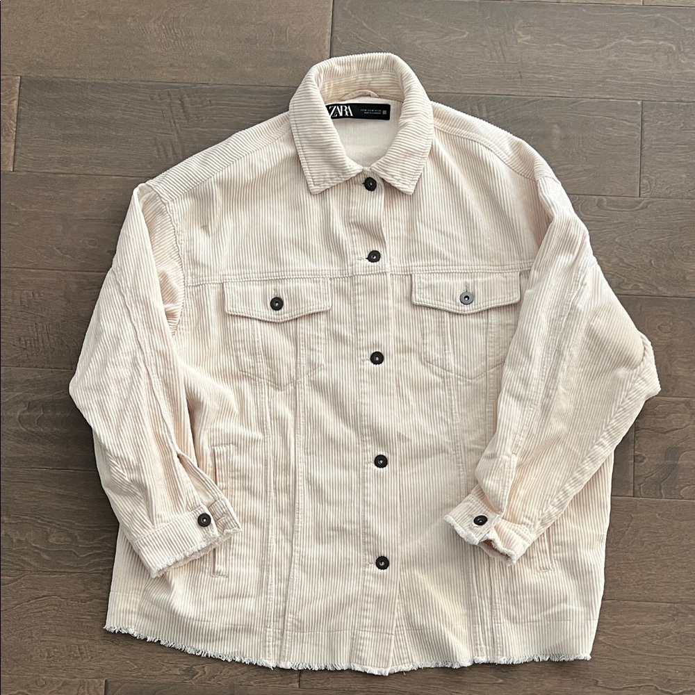Zara Cream Corduroy Jean Jacket